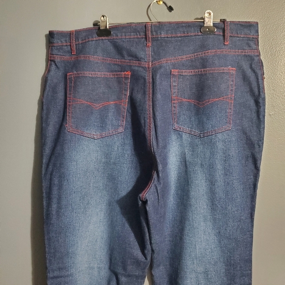 Lazer Womens Flare Jeans Dark Wash Red Laces Stitching Size 22 - Picture 4 of 6